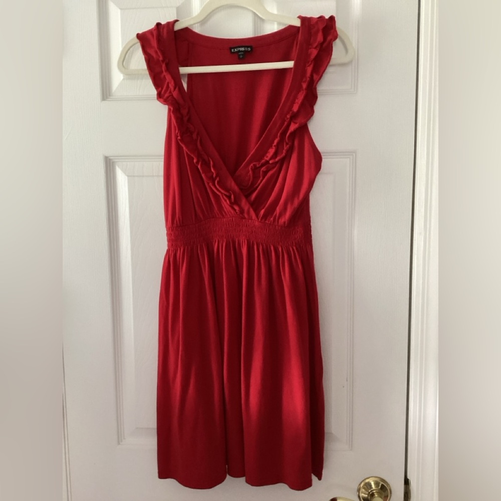 Express Red Ruffle Dress